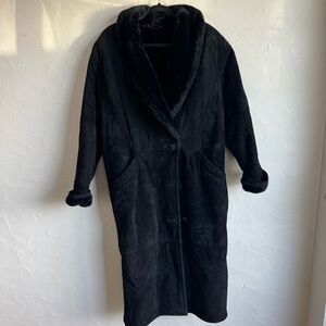 Vintage Long Suede Shearling Coat — Genuine Leather